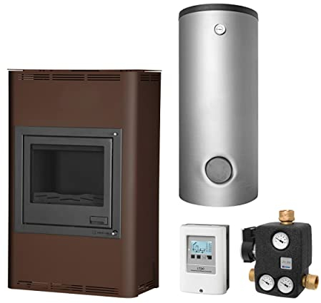 Aquaflam KS0658 25 Basic Brown Wasserführender Kaminofen Komplett-Set + Kombispeicher THKE/F 1000