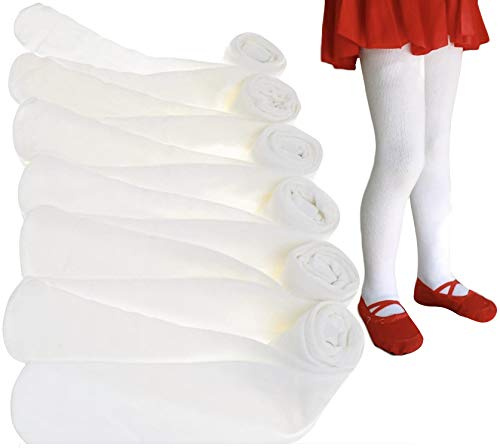 ToBeInStyle Girls' 6-Item Pack Full Length High-Waisted Thick Winter Tights - White - L