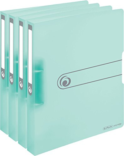 Herlitz Ringbuch, A4, 2 Ringe, Füllhöhe 25mm, PP-Folie, transparent (4er Packung, Minze)