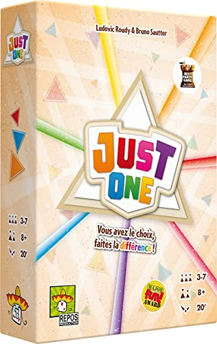 Asmodee - Just One - Jeu de Société Famille - Jeu d 'Ambiance Coopératif pour Enfants dès 8 Ans - Jeu de Cartes avec Mots à Deviner - 3 à 7 Joueurs - 20 Min - Version française - Repos Production