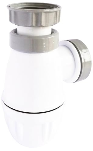 SOMATHERM FOR YOU, Siphon de lavabo réglable en plastique blanc avec joint intégré, hauteur ajustable de 45 à 99 mm, sortie pour tube de 32 mm, garde d'eau 50 mm, débit 51 l/min