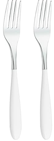 Grunwerg Yin & Yang Dessert Forks 2DF650W, 18/10 Stainless Steel, Set of 2, White