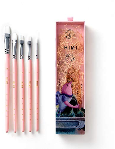 HIMI Gouache Pinsel Set 5 Stück für Acryl Öl Aquarell Gesicht & Körper Gouache Malerei Schönes Geschenk Kunst Bastler, Kinder & Erwachsene (Rosa, Pinsel)