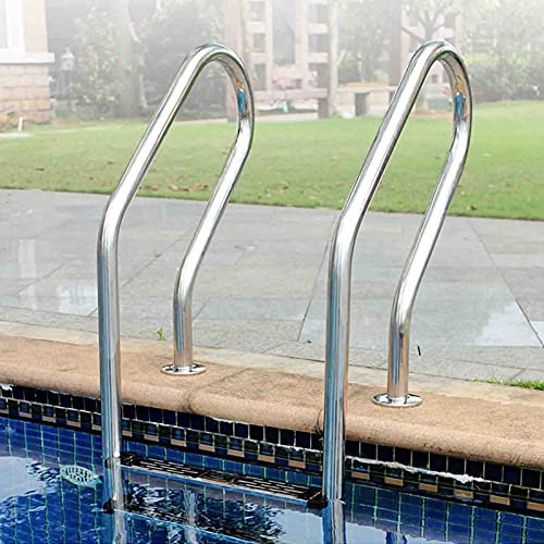 MYAOU Échelle de Piscine creusée, Quai de Piscine en Acier Inoxydable 3 marches Main Courante antidérapante, capacité de 200 Poids (50 x 60 x 155cm)