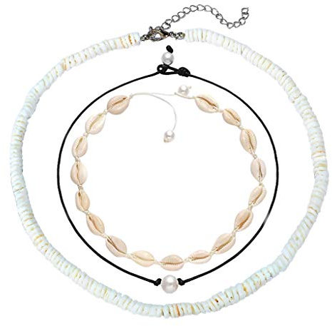Muschelkette Shell Choker Halsketten Armband Schmuck Set, Boho Schlüsselbeinkette Persönlichkeit Halskette Einzigartige Halskette