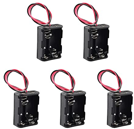 HALJIA 5 Stück 2 × 12V 23A Kunststoff Federklemme Batteriehalter Gehäuse Aufbewahrungsbox 24V 23A Batteriehalter Batteriebox mit Kabel Schwarz