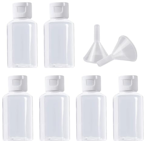 Voarge 6 x 50 ml leere Kunststoff-Probenflaschen, Behälter mit Klappdeckel für Emulsion, für Flugreisen, klare Luft, für Shampoo, 6 Stück