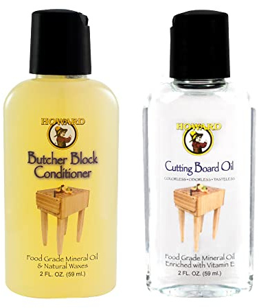 Howard Cutting Board Oil and Butcher Block Conditioner for Wood Care, Food Grade Mineral Preserver Protects Kitchen Utensils Plus Wooden Chopping Surfaces, Trial Size 59ml