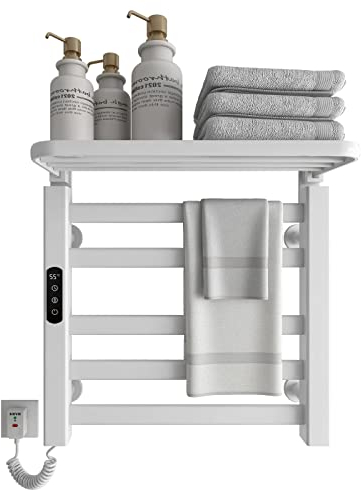 Portasciugamani Elettrico, 500x500mm Radiatore da Bagno Elettrico, Radiatore Scaldasalviette, Scaldasalviette, Elettrico Portasciugamani, riscaldamento in fibra di carbonio, antracite-White Left