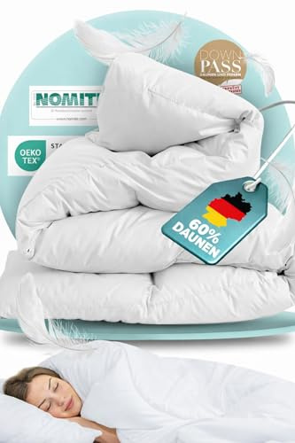 BEFA NATUR Tillverkad i Tyskland duntäcke 135 x 200 cm av 60 % dun och 40 % fjädrar, sommarfilt, lämplig för allergiker (nomite), Öko-Tex 100 klass 1-certifierad, downpass (2 stycken)