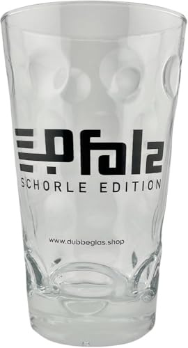 Pfalz Schorle Edition Dubbeglas 0,5 L (Aufdruck Schwarz) - Schorleglas für eine echte Pfälzer Schorle, Weinglas, Trinkglas