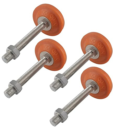 SBTRKT M16 verstellbare Nivellierfüße – M16 x 120 mm Gewinde, Schraubfüße, Nivellierfüße, PVC-Basis mit 80 mm Durchmesser, 4 Stück
