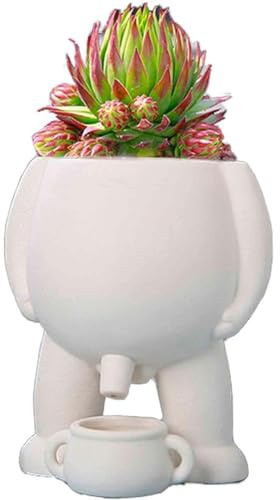 CLBYVGHH Pot de pisse pour plantes, pot de plante pipi, pot de fleur, vase amusant, décoration d'intérieur, idée cadeau amusante, fleur noire, arbuste, succulente, pot de verdure (Couleur : Blanc)