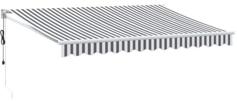 vidaXL Markise Einziehbar, Gelenkarmmarkise Wandmontage, Sonnenmarkise für Garten Terrasse, Balkonmarkise, Anthrazit Weiß Stoff Aluminium