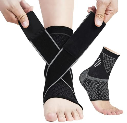 GOZINA Sprunggelenk Bandage, Knöchelbandage Sprunggelenk und Fussbandagen Sprunggelenk, Knöchelbandage und Fußbandage Knöchel, Atmungsaktiv und Schweißabsorbierend, Unisex (M)