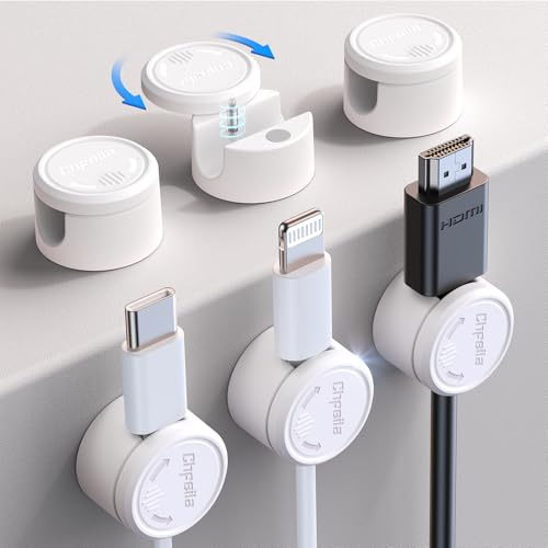 Chfeila 6Pack Cable Holder, Magnetic Self Adhesive Wire Clips, White