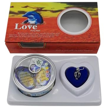 BakerMiche Önskpärlkedja set för barn och vuxna, make a wish pärlkedja, Love Creations Kit DIY sötvattenspärlor halsband kit hjärtbur medaljong berlock halsband, Halskettenlänge 45 cm, Pärla