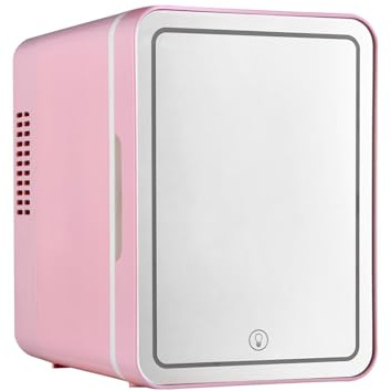 Pneterg 4L 0-65°C Mini RéFrigéRateur, 2 en 1mini-RéFrigéRateur Avec Miroir Led, RéFrigéRateur De Soins De La Peau, RéFrigéRateur De Beauté, RéFrigéRateur De Voiture Compact (rose)