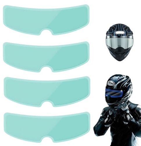 LAKJUOZ 4 Pezzi Pellicola Antiappannamento Per Casco Moto Universale Visiera Antiappannamento Trasparente Adesivo Protettivo Per Casco Trasparente(8,5 X 24,5Cm)
