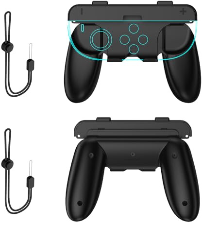 SHEAWA 2-in-1 Handgriffe für Switch 2, mit Handschlaufe, Game Controller Zubehör für JoyCon (Schwarz)