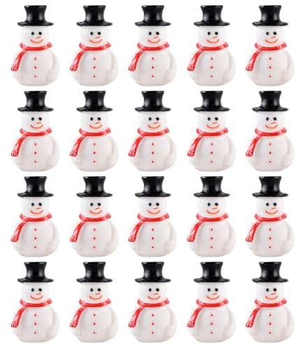 ULTECHNOVO Mini Snowman Figurines 20Pcs 1.1In Resin Christmas Ornaments Waterproof, Space-Saving for Shelves & Desks – for Indoor Decor, Fairy Gardens, Cake Toppers, Holiday Parties