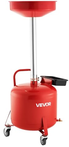 VEVOR Réservoir de Vidange Huile Usagée 30 L, Vidangeur Huile Portable avec Entonnoir Réglable en Hauteur, Roues, Boîte à Outil, Drainage Transfert Carburant pour Ateliers Réparation Automobile, Rouge