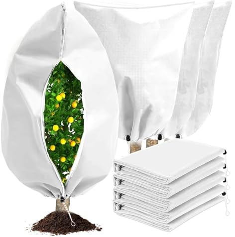 4er Winterschutz Pflanzen AußEn, Pflanzenschutz Winter，Winterschutz FüR Pflanzen, Wiederverwendbar Frostschutz Pflanzen, ReißVerschluss Zugband, Olivenbaum SchutzhüLle KüBelpflanzen, Weiß, 80x120cm