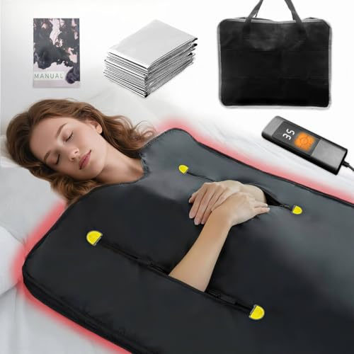CIGAA Infrared Sauna Blanket for Relaxation and Detoxification, Portable Sauna Blanket with Handheld Controller and Storage Bag （86-158℉, 20-60 Mins Timer）