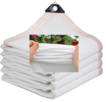Weißes Schattennetz, 2 x 5 m, 5 x 8 m, 8 x 10 m, 85 % UV-blockierendes Sonnenschutztuch mit Ösen für Garten, Pergola, Autoabdeckung, rechteckiges Sonnenschutznetz für Pflanzen
