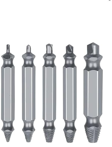 WUGMCNFBC Set di 6 estrattori per Viti danneggiate – Kit per Viti spanate HSS 4341 con Gambo Esagonale – Trapano Facile da estrarre per Viti e bulloni (Argento)