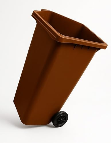 JARDIN202 - Contenedor de Basura Reciclables de Colores con Ruedas y Mango Antideslizantes | 120L, 240L, 360L, 800L y 1100L | 240 L Sin Tapa (Marrón)