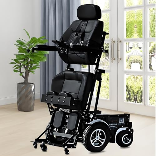 Electric Wheelchair, All Terrain Motorized Reclining Chair with Control Rod, Seat Belt, Braking System, Manual/Electric Dual Mode, Easy Slope Climbing,