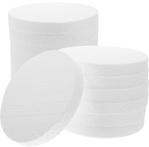 PACKOVE Set 16 Pezzi Disco di Schiuma Rotondo 15 Cm Diametro, Vassoio per Schiume per Torte Bianco 2 Cm Spessore, Accessori Artigianali per Decorare Torte e Creazioni Fai da Te per Feste