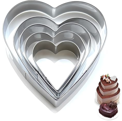 CEJAS 5 Pezzi Tagliabiscotti Cuore,9cm, 8,5cm 6cm 5cm 4cm-Grande e Mini Tagliabiscotti Cuore Divertente Tagliabiscotti per Bambini, Biscotti e Marzapane—In Acciaio Inox 430