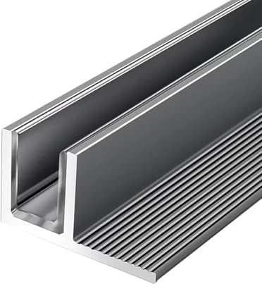 Canal de vidrio tipo F de aluminio para puertas de barandilla/ducha, 3.3 pies de longitud, 2 mm de grosor, adecuado para balcones y escaleras