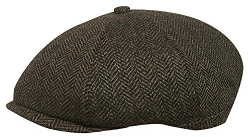 TOSKATOK® Unisex Herren, Damen 8-Panel mit Fischgrätmuster Wollmischung Baker Boy Schirmmutzen