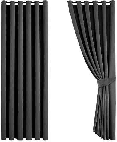 Aspire articoli per la finestra trattamenti tende oscuranti con occhielli, pronte da appendere, per isolamento termico top anello per finestre, soggiorni, Grey, 90 Width X 90 Drop (228 x 228 CM)