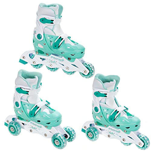 RAVEN 3in1 Inline Skates Pattini in linea Triskates Pattini a rotelle per bambini, ragazze e ragazzi regolabili (Balloon Mint, 37-40 (23,5cm-26cm))