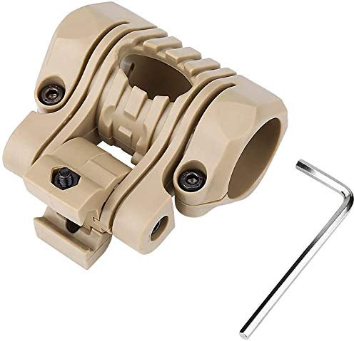 Tactical Airsoft Helmet Accessories 25MM FAST Helmet Flashlight Holder Mount with Wrench Quick Release Flashlight Holder Clamp Clip Mount Accessory for FAST Helmet,TAN