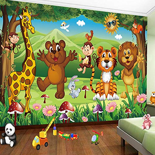HGFHGD 3D-Fototapete Kinderzimmer Tierparadies Cartoon Kinderzimmer Wandbild Seidentuch Schlafzimmer Tapete Malerei Wandkunst