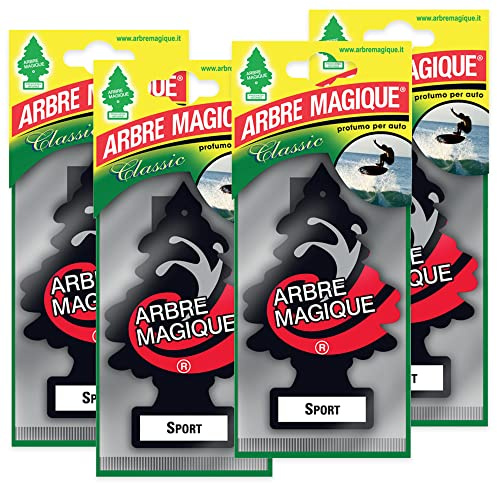 Arbre Magique Mono, Parfumeur Auto, Parfum Sport, Parfum Intense et Structurate, Durée jusqu'à 7 semaines, Made in Italy, Lot de 4 pièces