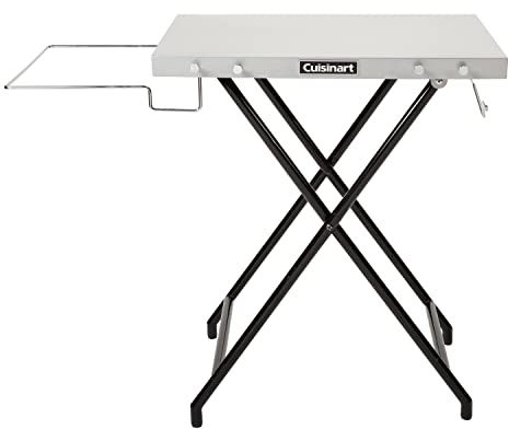 Cuisinart Fold ‘n Go Prep Table, Portable Folding Table and Grill Stand with Tool hooks, Trash Bag Holder, Paper Towel Rack, 24” x 20” Steel Food Prep Station Perfect for BBQs, Tailgates and Camping