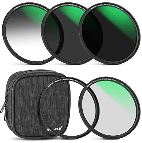 NEEWER 82mm 5 in 1 Magnetic ND Filter Set mit Black Diffusion 1/4 Filter+Soft GND8+ND8+ND64 Filter&Magnetisches Adapterring,HD optisches Glas/Wasserabweisend/30 Schichten Nano Beschichtungen/Kratzfest