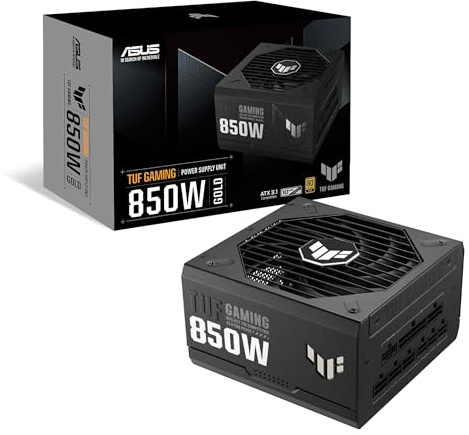 ASUS TUF Gaming 850W Gold (850 Watt, ATX 3.0 Compatible, Fully Modular Power Supply, 80+ Gold, Military-Grade Components, Dual Ball Bearing, Axial-tech Fan, PCB Coating, 10 Year Warranty)