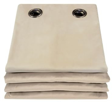 Moondream DecibelControl™ Rideau Séparateur Pièce Anti-Bruit 4en1 | Phonique | Thermique | Occultant | Isolant | Technologie Brevetée | Fabrication UE | Velours | Oeillets | Beige MC15 | 135L x 250H