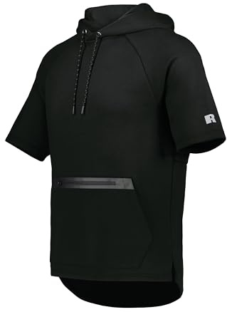 Russell Athletic Mens Legend Tech Fleece Hoodie - Warm, Breathable Cage Jacket with Pocket - Outdoor & Everyday Comfort X2 Black