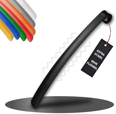 Schuhlöffel lang 'Cliff' 43 cm aus Kunststoff - Schuhanzieher mit Öse zum aufhängen - Anziehhilfe für Schuhe und Stiefel - Robust und Stabil, Farbe:Schwarz