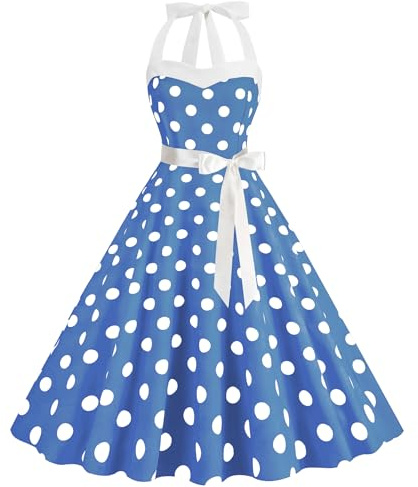 maxToonrain Womens 50s Dresses Polka Dots 1950s Vintage Cocktail Party Evening Dress 50S Fancy Dress for Adults