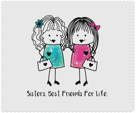 2 x 'Sisters. Best Friends For Life' Microfibre Lens/Glasses Cleaning Cloths (LC00028646)