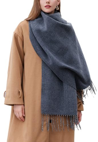 Enwokran Damen Winter Schal Oversized Kaschmir Wendbar Lange Winterschal Weich Wraps Groß Karo Fransen Schal Warm Schal für Herbst Winter Hochzeiten Abendkleider